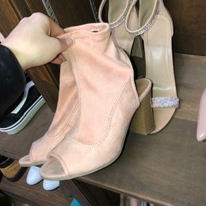 Light pink open toe heels!